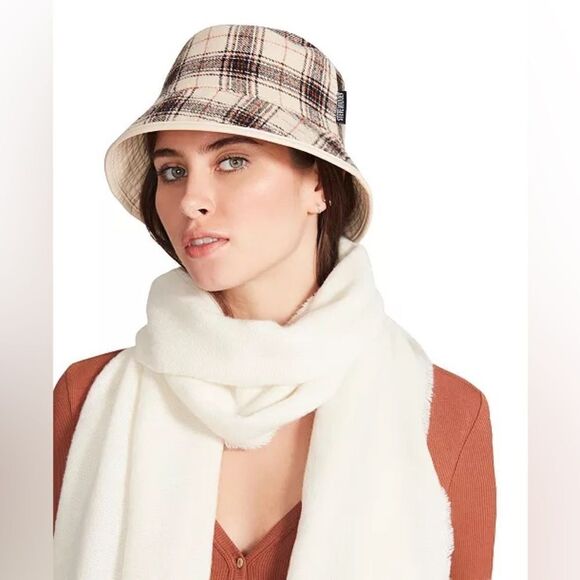 Steve Madden Women's Reversible Plaid Bucket Hat - Picture 1 of 7